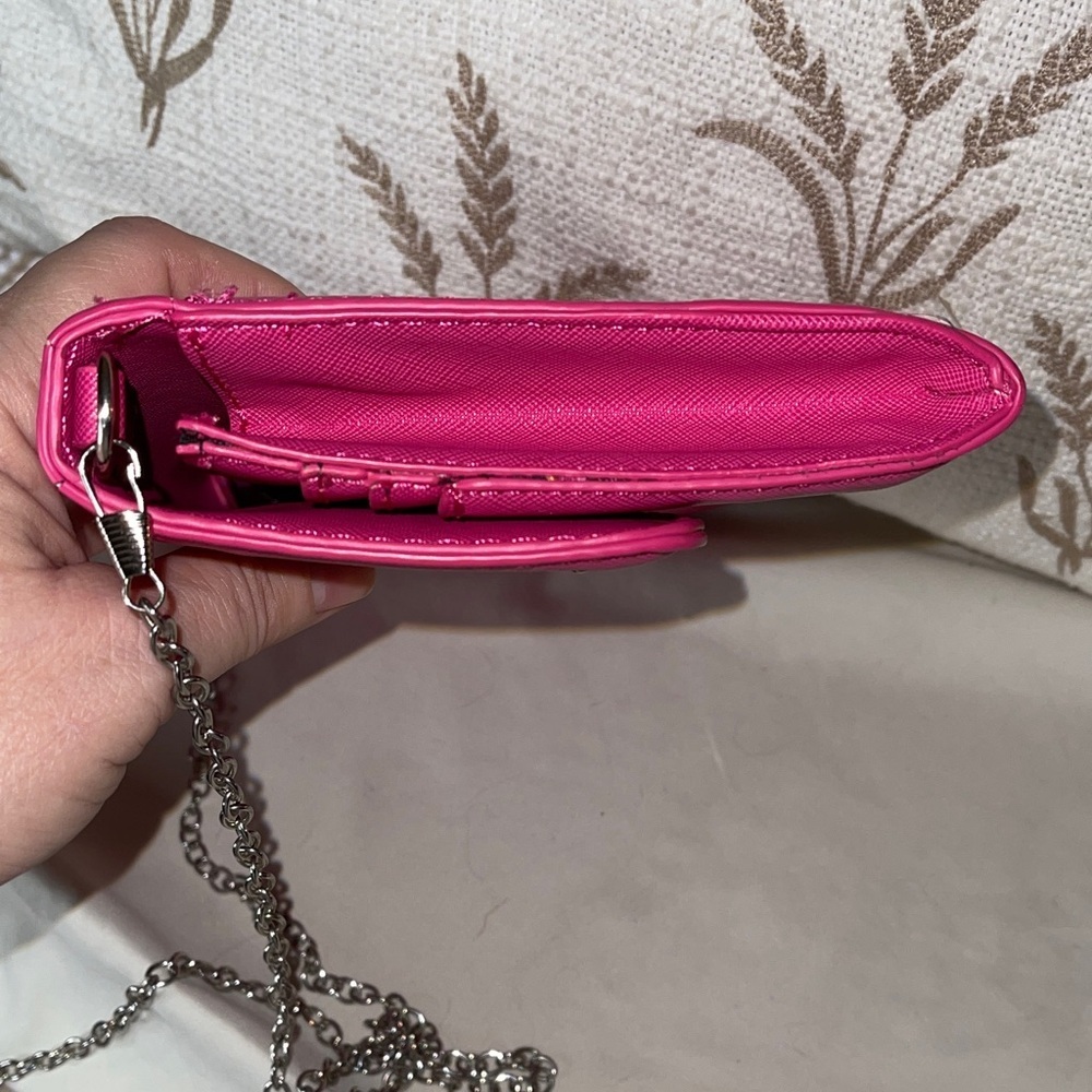 Betsey Johnson Vibrant Pink Crossbody Bag with Silver Chain by Betsey Johnson - Picture 8 of 8